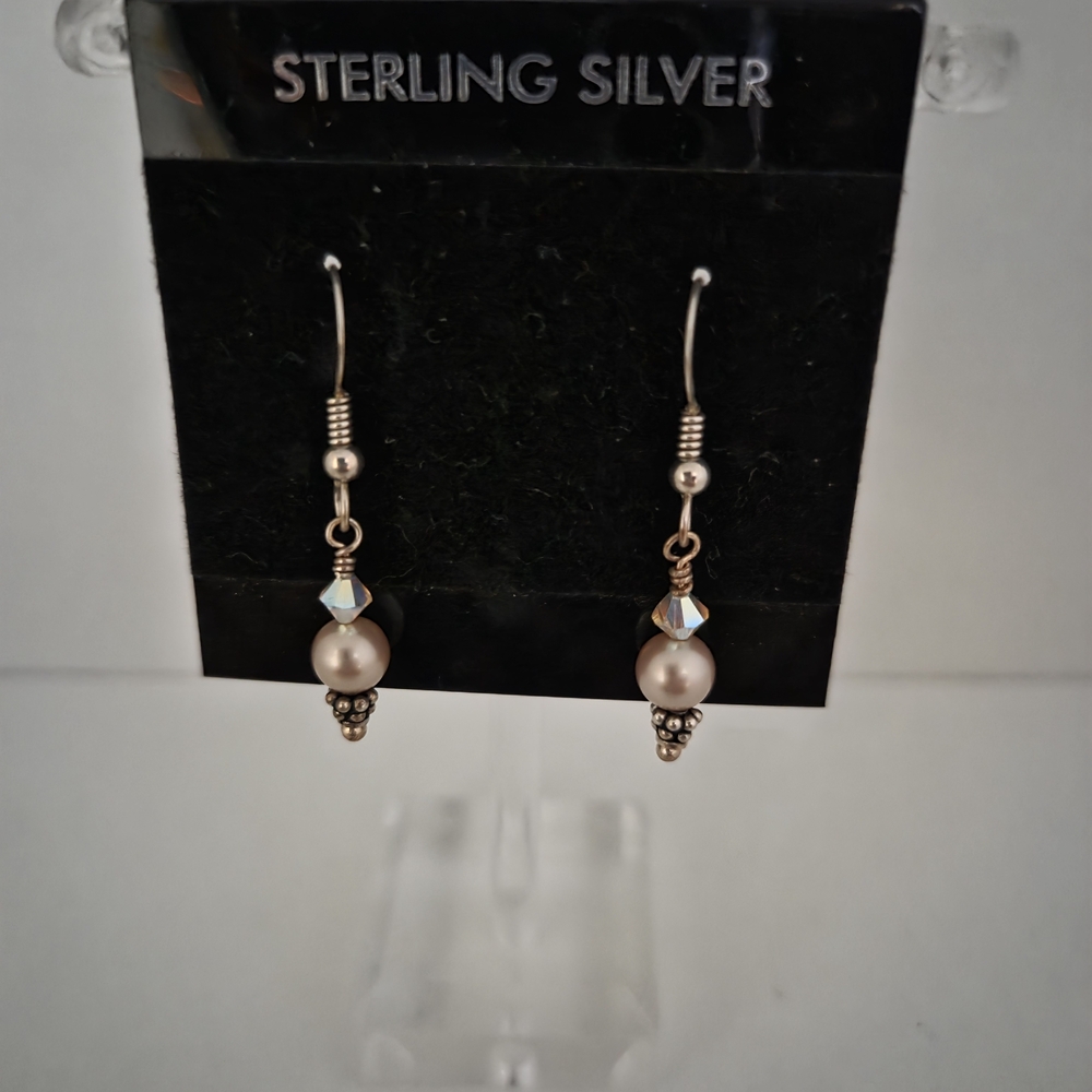 Sterling Silver Swarovski Pearl Drop Earrings